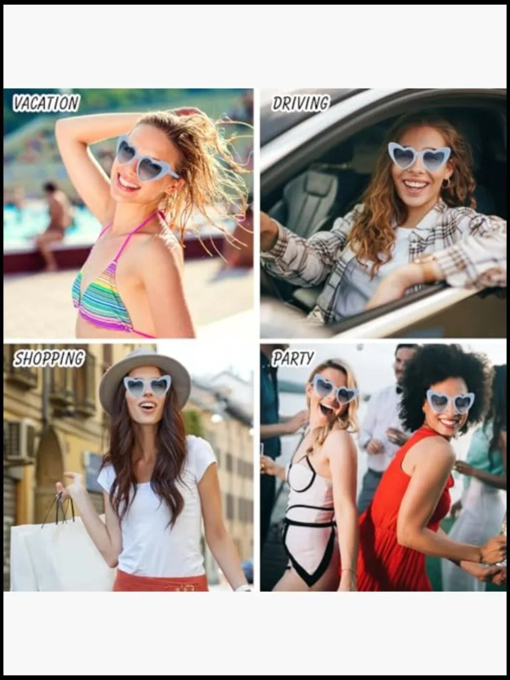 Heart Shaped Sunglasses, UV400 Protection, Polycarbonate Material